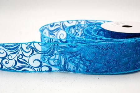 Sky Blue Sheer_Glitter Filigree Swirl Wired Ribbon_KF9708GC-55-213