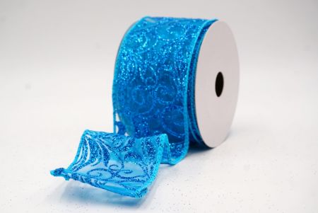 Sky Blue Sheer_Glitter Filigree Swirl Wired Ribbon_KF9708GC-55-213