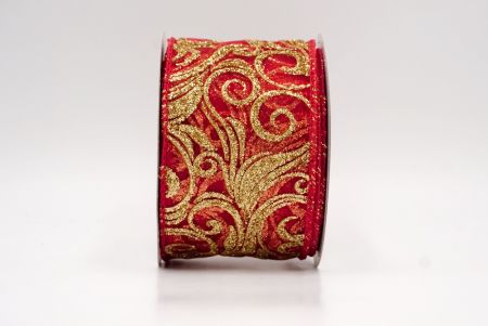 Red Sheer_Glitter Filigree Swirl Wired Ribbon_KF9708GC-7-7