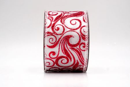 White/Red_Glitter Filigree Swirl Wired Ribbon_KF9709GC-1-1