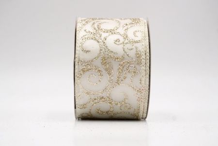 Cream_Glitter Filigree Swirl Wired Ribbon_KF9709GC-2-2