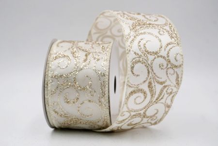 Cream_Glitter Filigree Swirl Wired Ribbon_KF9709GC-2-2