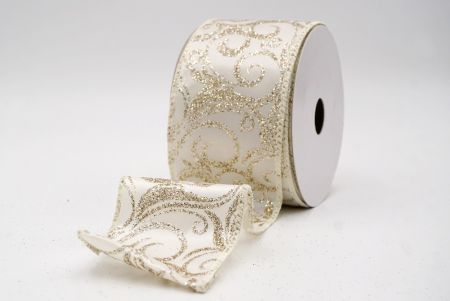 Cream_Glitter Filigree Swirl Wired Ribbon_KF9709GC-2-2