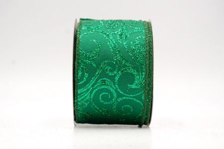 Green_Glitter Filigree Swirl Wired Ribbon_KF9709GC-3-127