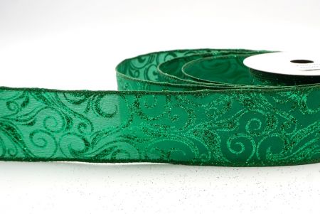 Green_Glitter Filigree Swirl Wired Ribbon_KF9709GC-3-127