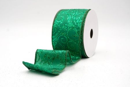 Green_Glitter Filigree Swirl Wired Ribbon_KF9709GC-3-127