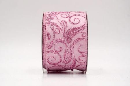 Pink_Glitter Filigree Swirl Wired Ribbon_KF9709GC-5-5