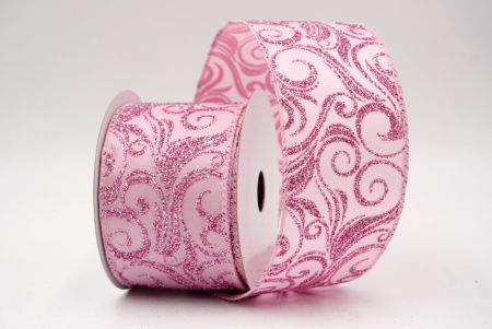 Pink_Glitter Filigree Swirl Wired Ribbon_KF9709GC-5-5