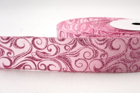 Pink_Glitter Filigree Swirl Wired Ribbon_KF9709GC-5-5