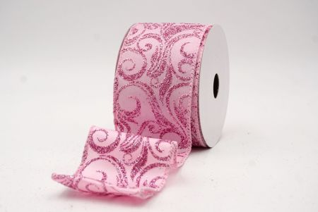 Pink_Glitter Filigree Swirl Wired Ribbon_KF9709GC-5-5