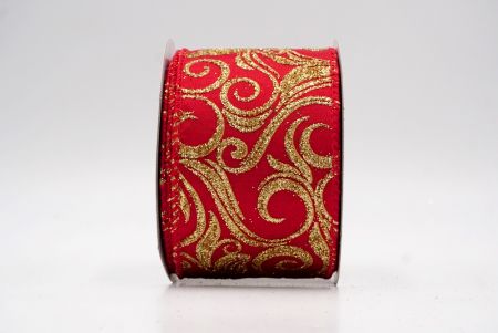 Red_Glitter Filigree Swirl Wired Ribbon_KF9709GC-7-7