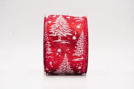 लाल - सफेद नॉर्डिक क्रिसमस ट्री और स्नोफ्लेक वायर्ड रिबन_KF9713GC-7-7