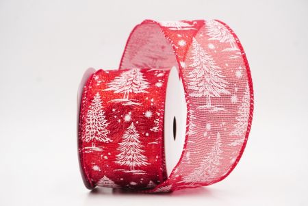 लाल - सफेद नॉर्डिक क्रिसमस ट्री और स्नोफ्लेक वायर्ड रिबन_KF9713GC-7-7