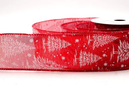 लाल - सफेद नॉर्डिक क्रिसमस ट्री और स्नोफ्लेक वायर्ड रिबन_KF9713GC-7-7