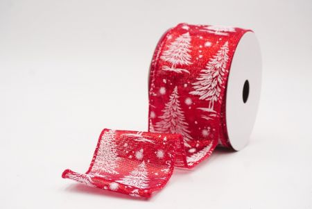 लाल - सफेद नॉर्डिक क्रिसमस ट्री और स्नोफ्लेक वायर्ड रिबन_KF9713GC-7-7
