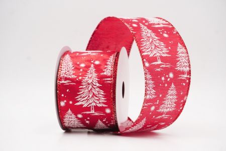 लाल नॉर्डिक क्रिसमस ट्री और स्नोफ्लेक वायर्ड रिबन_KF9714GR-7