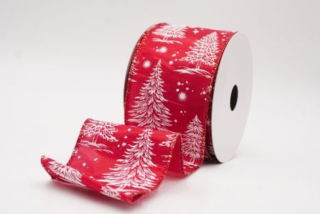 लाल नॉर्डिक क्रिसमस ट्री और स्नोफ्लेक वायर्ड रिबन_KF9714GR-7