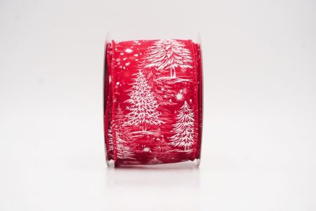 लाल - शीयर नॉर्डिक क्रिसमस ट्री और स्नोफ्लेक वायर्ड रिबन_KF9715GC-7-7