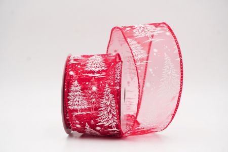 लाल - शीयर नॉर्डिक क्रिसमस ट्री और स्नोफ्लेक वायर्ड रिबन_KF9715GC-7-7