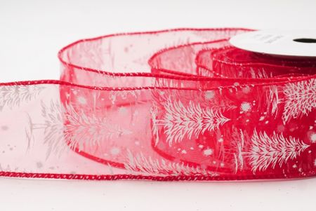 लाल - शीयर नॉर्डिक क्रिसमस ट्री और स्नोफ्लेक वायर्ड रिबन_KF9715GC-7-7