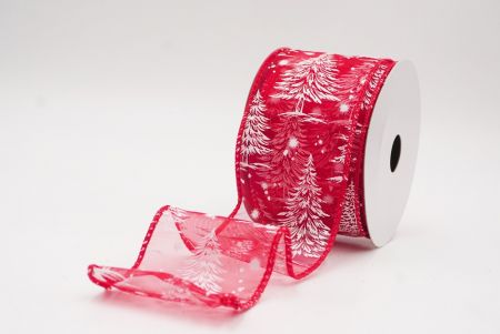 लाल - शीयर नॉर्डिक क्रिसमस ट्री और स्नोफ्लेक वायर्ड रिबन_KF9715GC-7-7