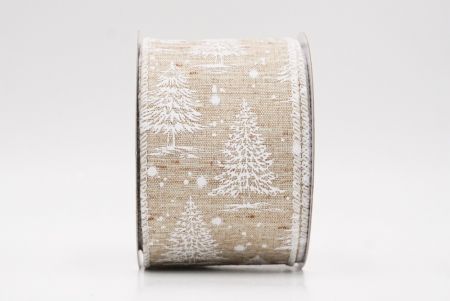 हल्का भूरा नॉर्डिक क्रिसमस ट्री और स्नोफ्लेक वायर्ड रिबन_KF9716GC-13-1