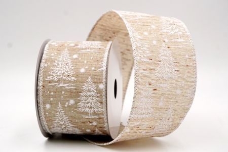 हल्का भूरा नॉर्डिक क्रिसमस ट्री और स्नोफ्लेक वायर्ड रिबन_KF9716GC-13-1