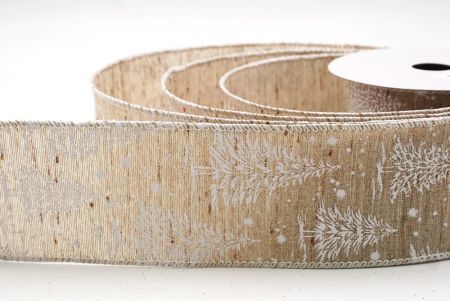 हल्का भूरा नॉर्डिक क्रिसमस ट्री और स्नोफ्लेक वायर्ड रिबन_KF9716GC-13-1