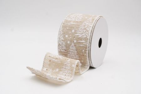 हल्का भूरा नॉर्डिक क्रिसमस ट्री और स्नोफ्लेक वायर्ड रिबन_KF9716GC-13-1