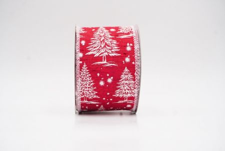 लाल - सफेद नॉर्डिक क्रिसमस ट्री और स्नोफ्लेक वायर्ड रिबन_KF9716GC-7-1