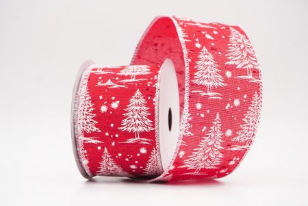 लाल - सफेद नॉर्डिक क्रिसमस ट्री और स्नोफ्लेक वायर्ड रिबन_KF9716GC-7-1