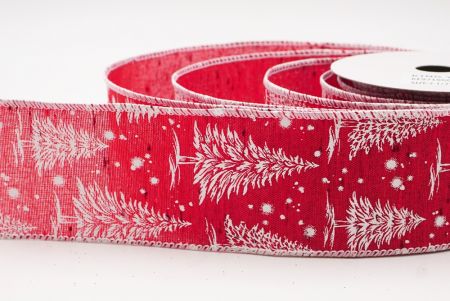 लाल - सफेद नॉर्डिक क्रिसमस ट्री और स्नोफ्लेक वायर्ड रिबन_KF9716GC-7-1