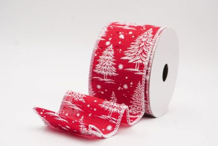 लाल - सफेद नॉर्डिक क्रिसमस ट्री और स्नोफ्लेक वायर्ड रिबन_KF9716GC-7-1