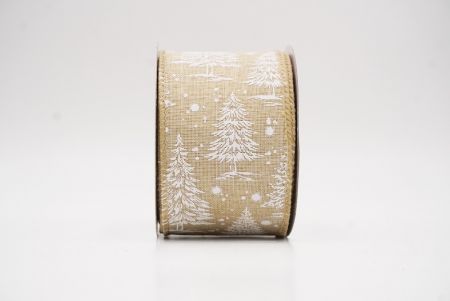 बेज नॉर्डिक क्रिसमस ट्री और स्नोफ्लेक वायर रिबन_KF9717GC-13-183
