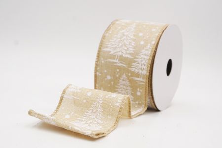 बेज नॉर्डिक क्रिसमस ट्री और स्नोफ्लेक वायर रिबन_KF9717GC-13-183