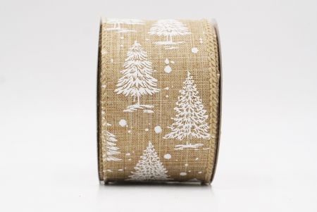हल्का भूरा नॉर्डिक क्रिसमस ट्री और स्नोफ्लेक वायर रिबन_KF9717GC-14-183