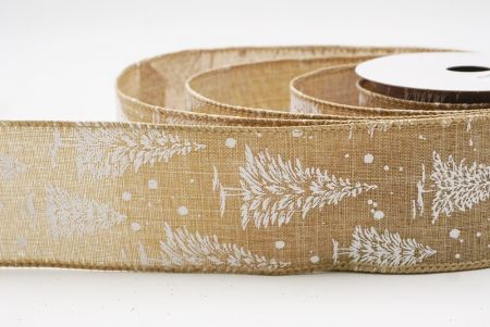 हल्का भूरा नॉर्डिक क्रिसमस ट्री और स्नोफ्लेक वायर रिबन_KF9717GC-14-183