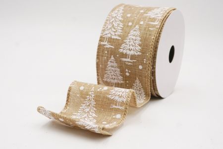 हल्का भूरा नॉर्डिक क्रिसमस ट्री और स्नोफ्लेक वायर रिबन_KF9717GC-14-183