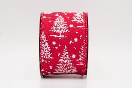 लाल नॉर्डिक क्रिसमस ट्री और स्नोफ्लेक वायर्ड रिबन_KF9717GC-7-7