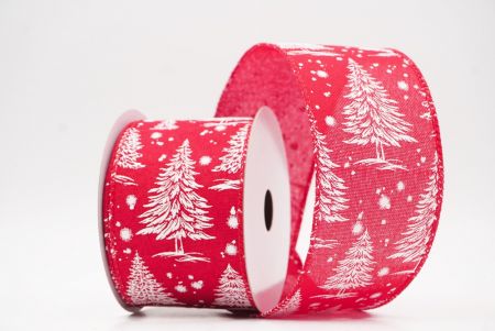 लाल नॉर्डिक क्रिसमस ट्री और स्नोफ्लेक वायर्ड रिबन_KF9717GC-7-7