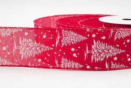 लाल नॉर्डिक क्रिसमस ट्री और स्नोफ्लेक वायर्ड रिबन_KF9717GC-7-7