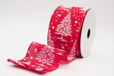 लाल नॉर्डिक क्रिसमस ट्री और स्नोफ्लेक वायर्ड रिबन_KF9717GC-7-7
