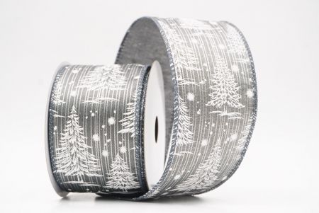 ग्रे नॉर्डिक क्रिसमस ट्री और स्नोफ्लेक वायर रिबन_KF9718GC-50-123