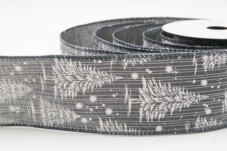 ग्रे नॉर्डिक क्रिसमस ट्री और स्नोफ्लेक वायर रिबन_KF9718GC-50-123