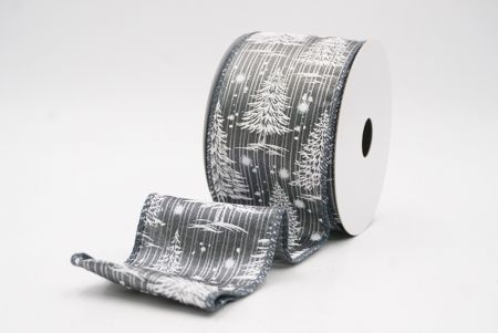 ग्रे नॉर्डिक क्रिसमस ट्री और स्नोफ्लेक वायर रिबन_KF9718GC-50-123