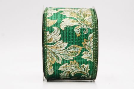 Green Elegant Baroque Floral Metallic Wired Ribbon_KF9722GC-3-127