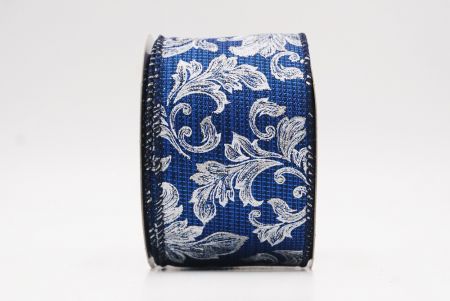 Blue Elegant Baroque Floral Metallic Wired Ribbon_KF9722GC-4-4