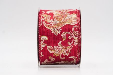 Red Elegant Baroque Floral Metallic Wired Ribbon_KF9722GC-7-169