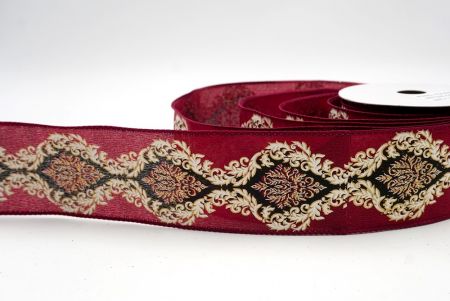 Бордо_дамасская элегантная лента_KF9723GC-8-8