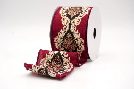 Бордо_дамасская элегантная лента_KF9723GC-8-8